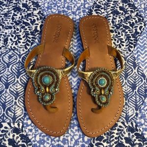 Mystique Turquoise Stone & Beads Sandals
